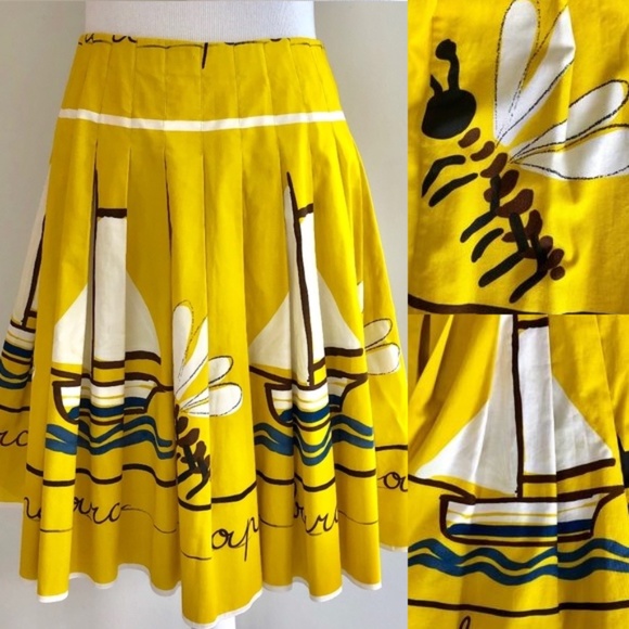 Prada Dresses & Skirts - PRADA Rare Find, Pleated Skirt w/Bee&Sailboat